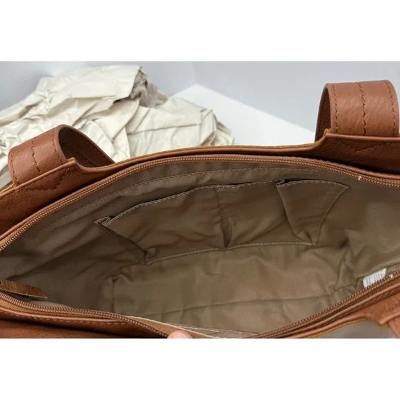 The Sak De Young Tote Bag Brown Leather Embossed Floral Shoulder Bag - Picture 6 of 10